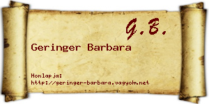 Geringer Barbara névjegykártya